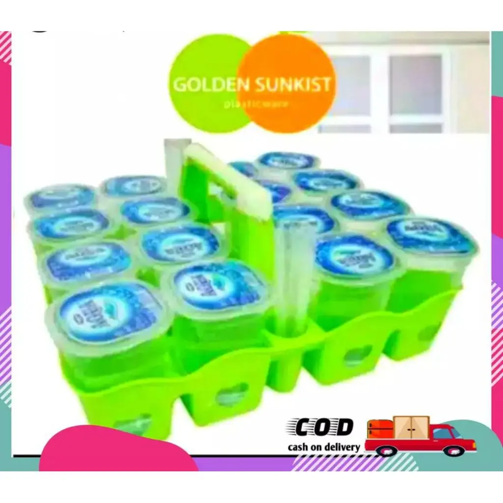 Rak Aqua Gelas / Tempat Keranjang air minum Gelas isi 10 / rak aqua golden sunkist Plastik