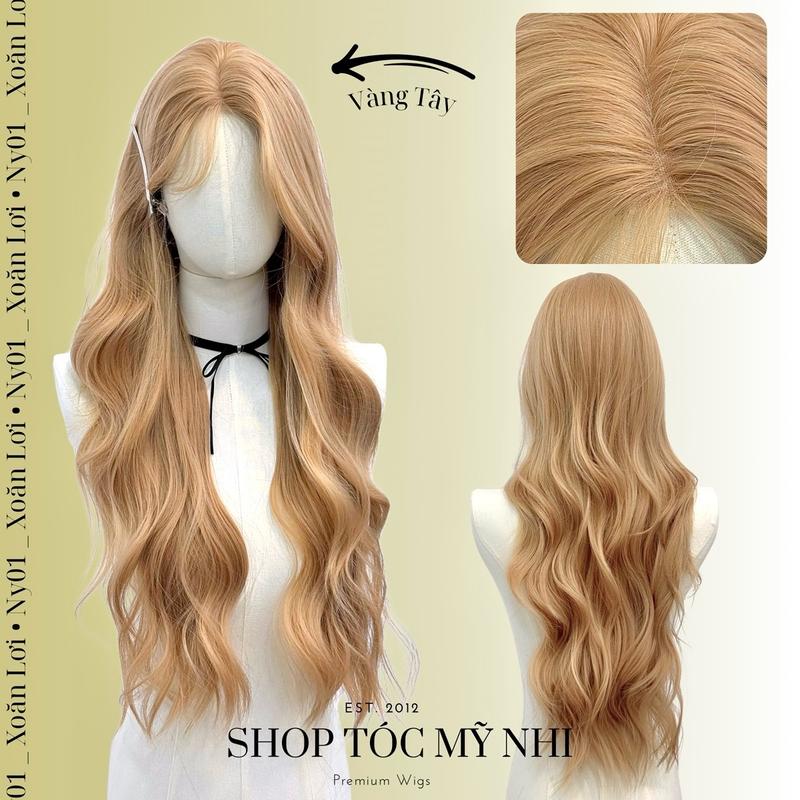Tóc Giả Mỹ Nhi Nguyên Đầu Tỉ Lệ Dệt Kim NY01 Hai Mái Bay Xoăn Layer dài 65cm
