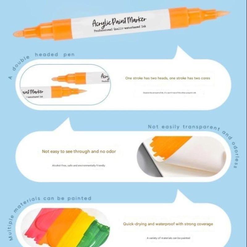 Product Introduction of Double-ended Acrylic Marker Pen Set, 60pcs/set Watercolor Marker Pen, Art Marker Pen for Students, Office, Dormitory, School 4