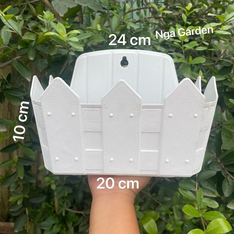  5 Chậu nhựa ốp tường hàng rào màu trắng chậu treo tường chậu trồng cây 