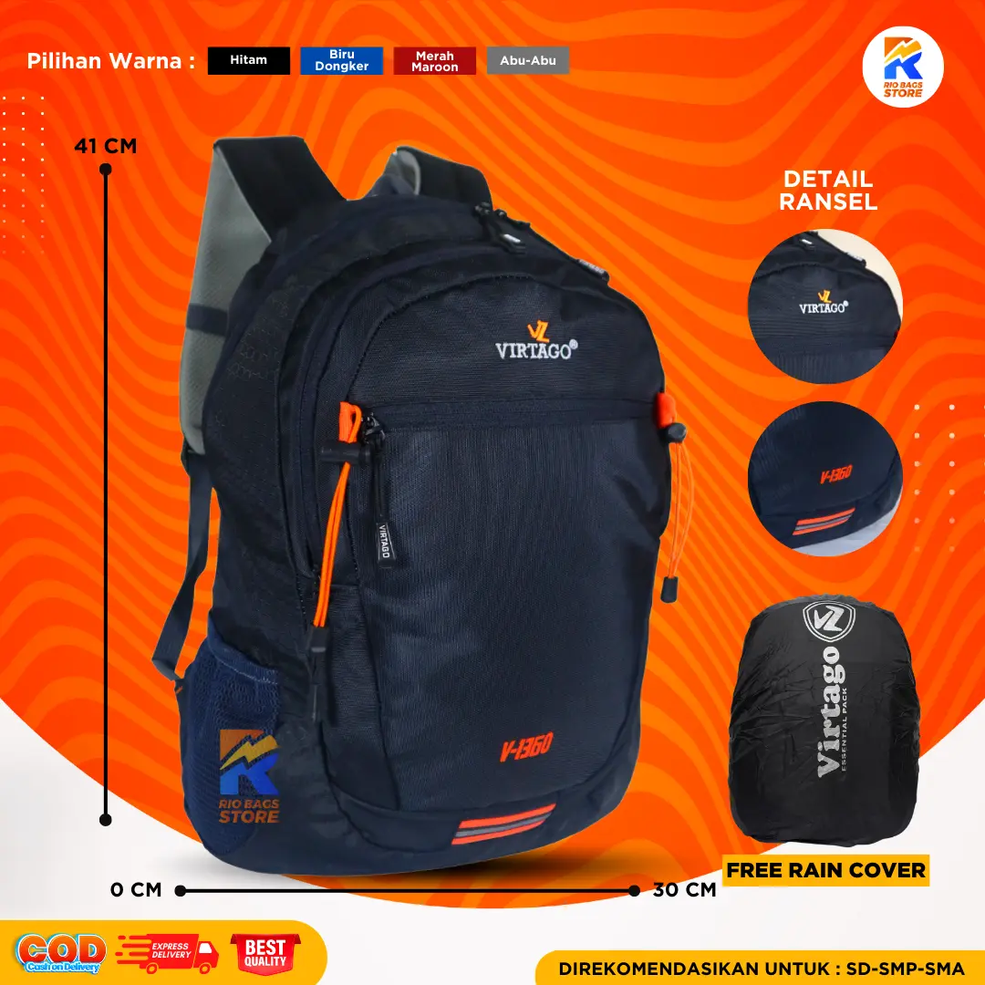 Tas Ransel Virtago/Tas Sekolah SD-SMP-SMA/Tas Ransel Sport Untuk Sekolah Kerja Unisex Tas Punggung Backpack tas  gendong