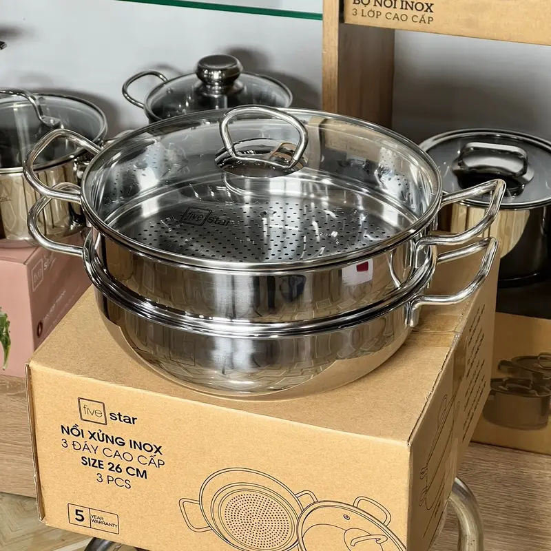 Bộ nồi + xửng inox fivestar cao cấp 0