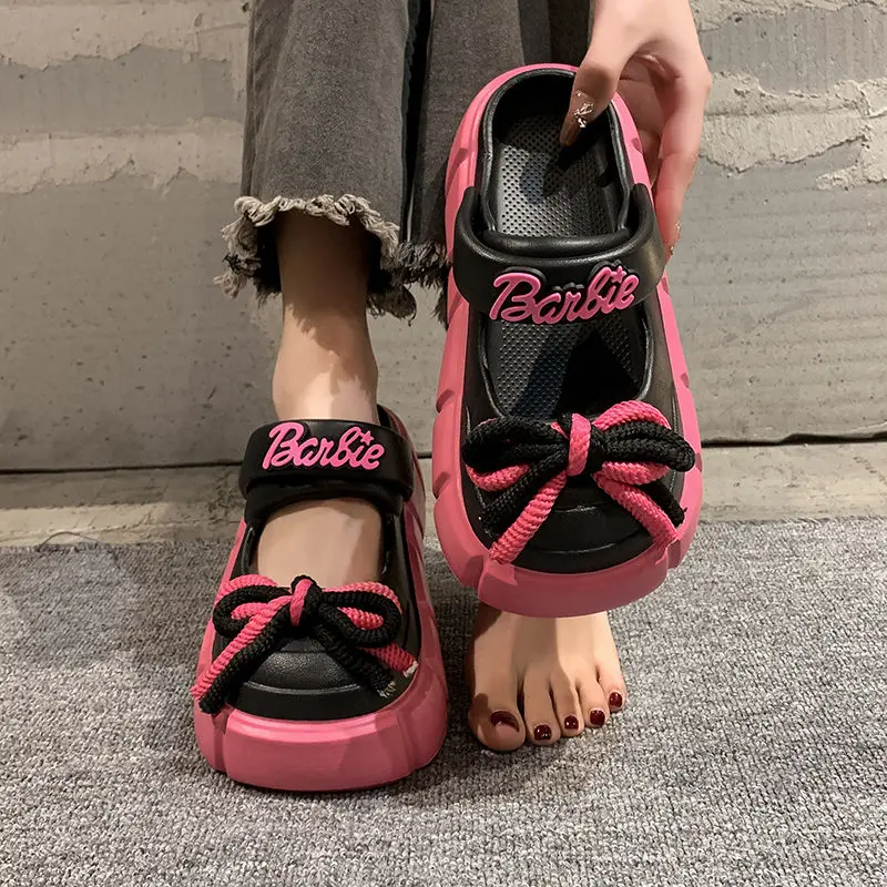 Fairy Closed Toe Half Slippers for Women 2024 Summer New Versatile Thick Bottom Non-Slip Beach Hole Shoes Flip Flops for Women, Stylish and Comfortable, Slippers