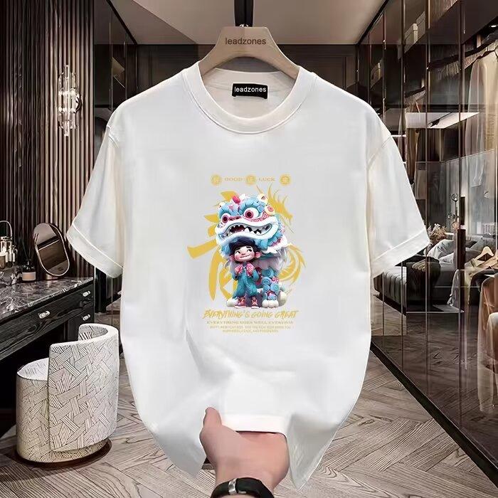 Product Introduction of Short sleeved new summer loose fashion brand T-shirt versatile casual printed pure cotton round neck short sleeved top 1