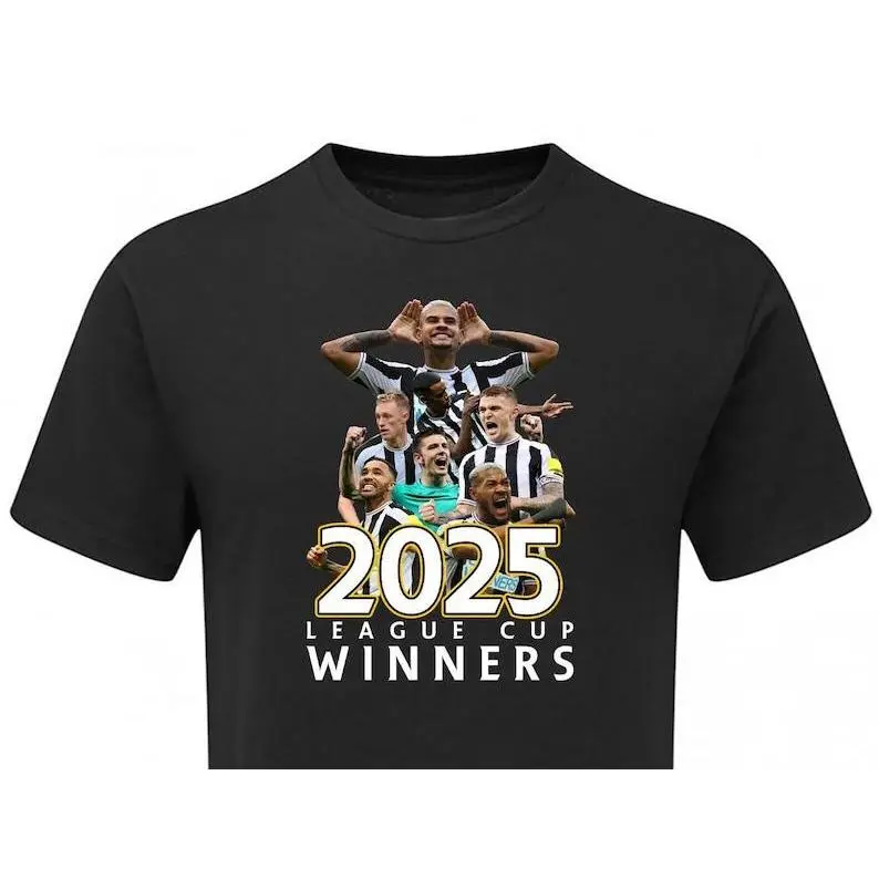 League Cup WINNERS 2025 Newcastle Unisex Tshirt Mens Fanmade Merchandise Cotton Fabric Collar Jersey