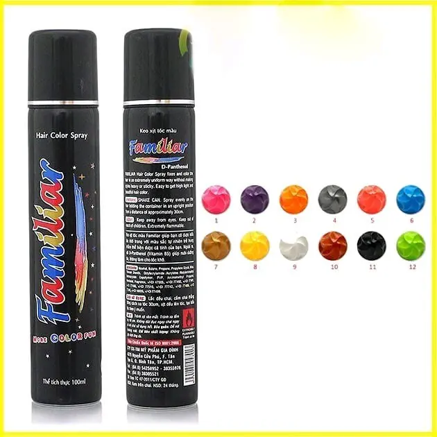 Keo xịt tóc màu tạm thời Familiar 80ml (20 màu)
