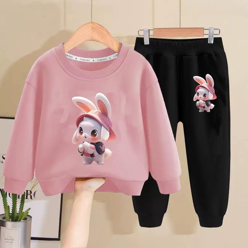 Bộ Nỉ Hoạt Hình Cổ Tròn Cho Bé Gái Bé Trai 9-44KG Mã XML002 ấm áp Có Thể Giặt Máy