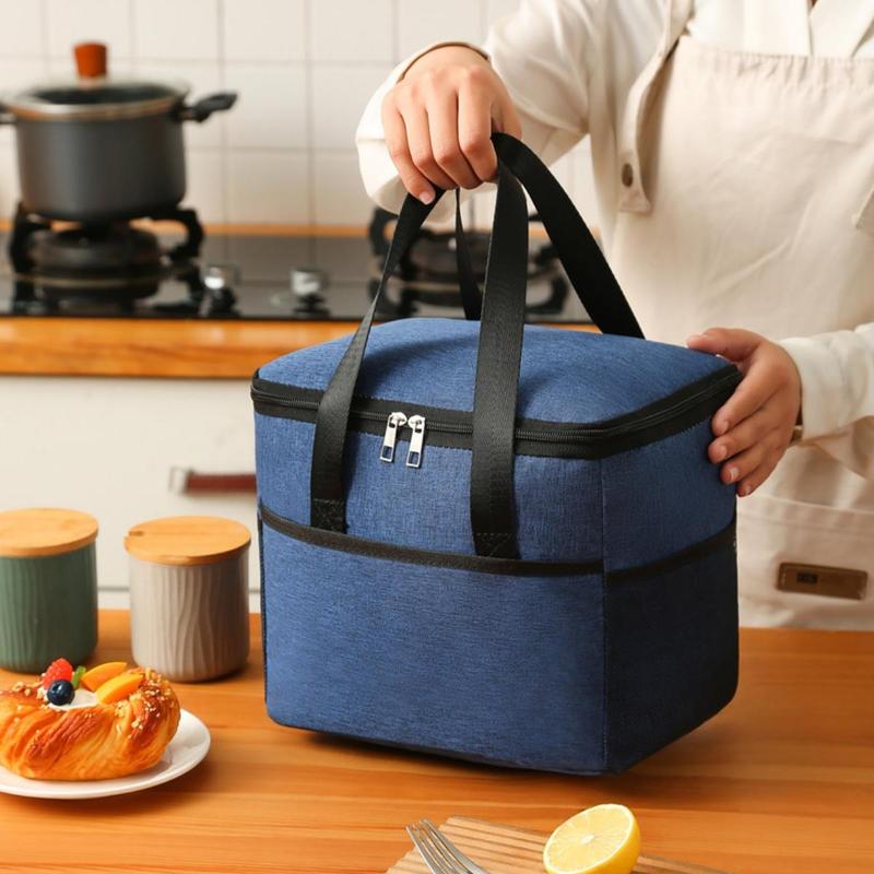 Product Introduction of Large Capacity Bento Bag, Waterproof Insulated Bag, Portable Warm & Cold Bento Box Bag, Lunch Bag for Outdoor Picnic Camping 5