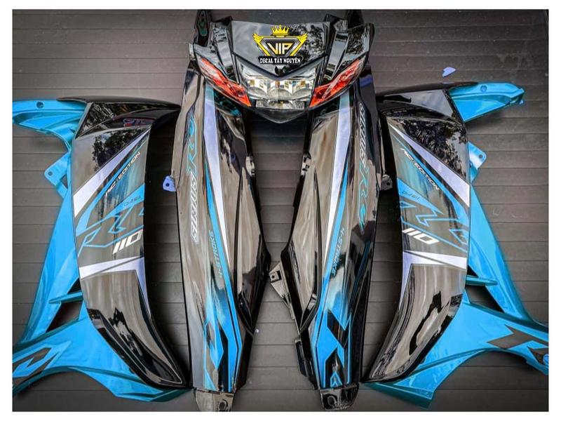 Dàn áo xe Sirius 50 110cc Xanh Đen Nhựa ABS cao cấp Tặng Tem RC PVC 3 lớp. - Note: Ae cần mẫu theo yêu cầu vui lòng nhắn tin cho shop