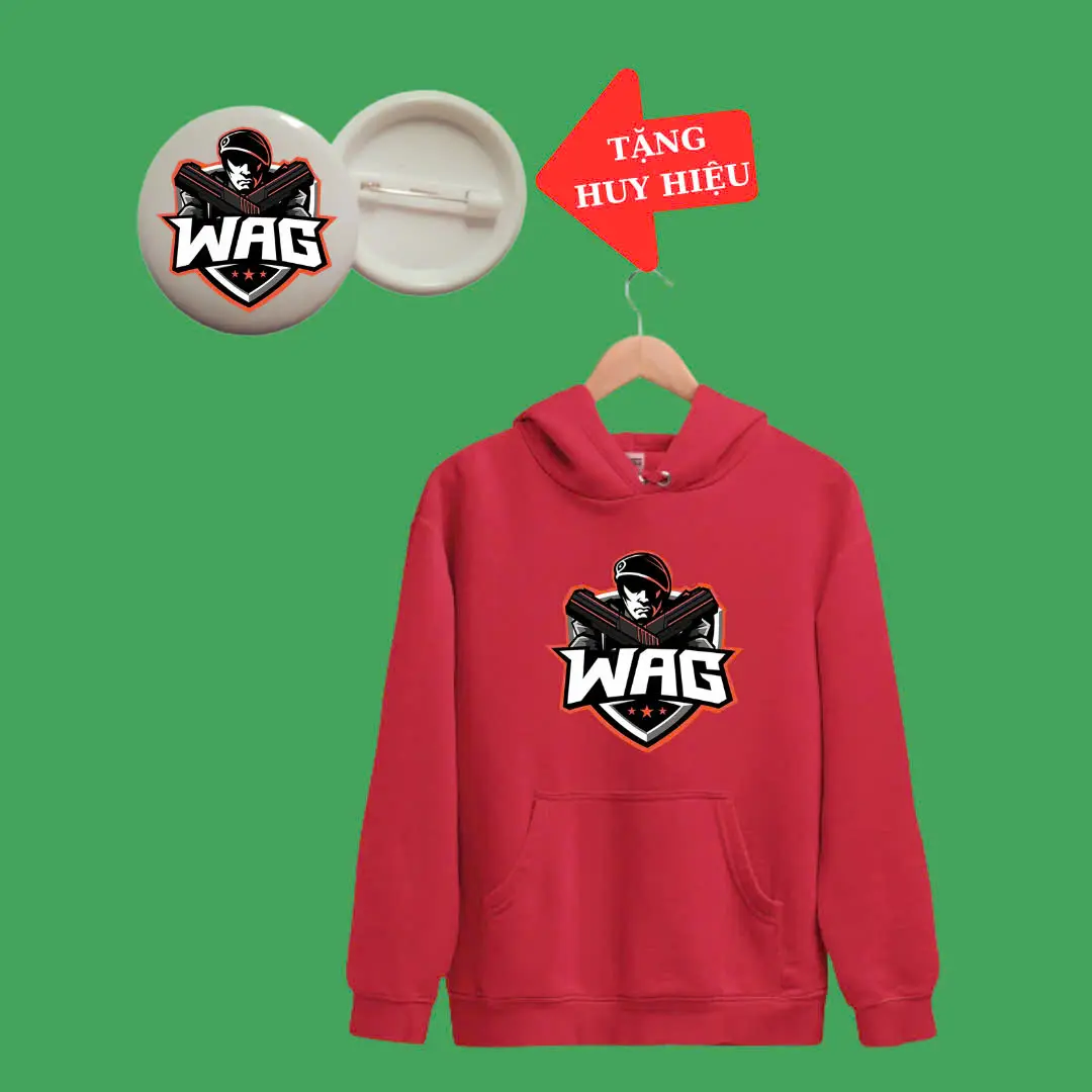 Áo Khoác Wag-Áo Hoodie thu đông in mẫu Free fire Wag Team, size từ 10kg đến 65kg-Kèm huy hiệu