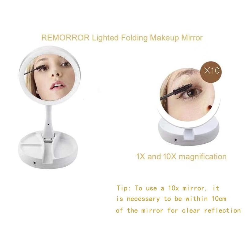 Magnifying LED Makeup Mirror with Light, Battery/USB Powered Mirror, Beauty Gift for Women, Batteries Not Included, Smart Mirror for Home Decor, Bathroom Accessory, Gadgets 6
