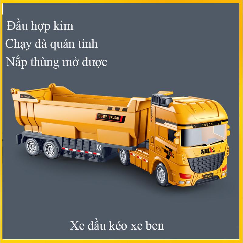 Đồ chơi xe đầu kéo xe ben bằng hợp kim và nhựa mở được cửa thùng chạy đà quán tính kích thước cực lớn Toy