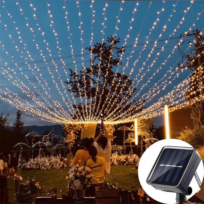 Đèn LED cổ tích ngoài trời chạy bằng năng lượng mặt trời 8 chế độ chiếu sáng không thấm nước Thích hợp cho trang trí đám cưới Giáng sinh Ánh sáng trang   trang trí sân vườn 3