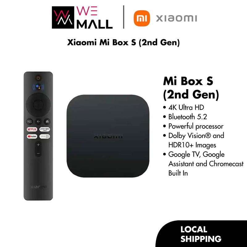 Xiaomi Mi Box S (2nd Gen) 4K HDR Android TV Box Google Assistant Media Player Android 8.1 MiBox S Global Version Cable Remote Control