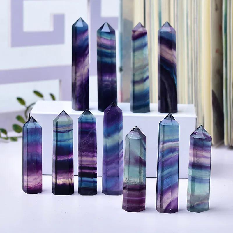Natural Colorful Fluorite Obelisk Crystal Healing Stone Natural ...