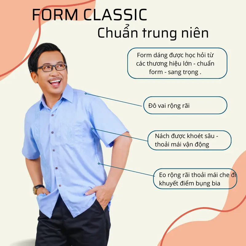 Áo sơ mi trung niên ngắn tay vải đũi mềm mát loại áo sơ mi nam thêu họa tiết form rộng thoải mái ATK30 Menswear 3