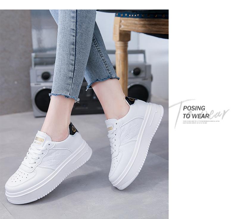 Product Introduction of Platform White Shoes Women's 2024 New Autumn Thin Breathable Sneakers Western Style Leisure Women's Shoes Short Women's White 16