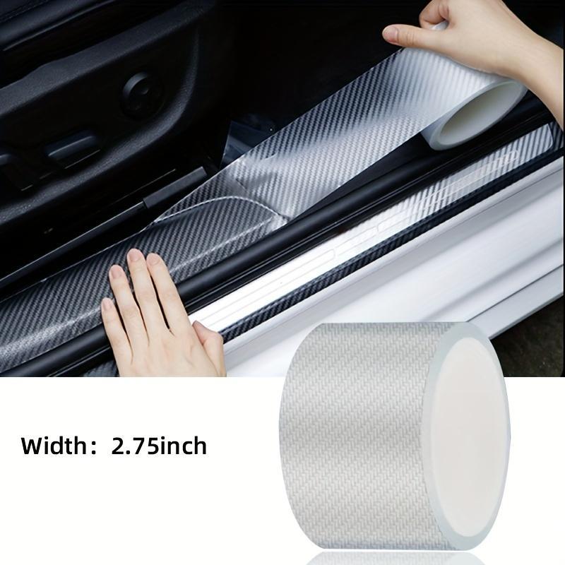 Product Introduction of Carbon Fiber Pattern Clear Car Threshold Strip, 1 Roll Anti-scratch Car Threshold Protector, Universal Car Exterior Decoration Accessories 3