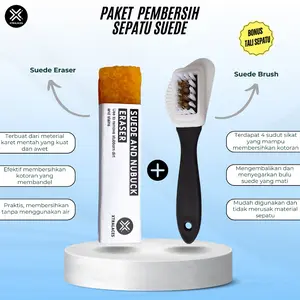 Paket Pembersih Sepatu Suede & Nubuck / Suede Brush + Suede Eraser Bonus Tali Sepatu