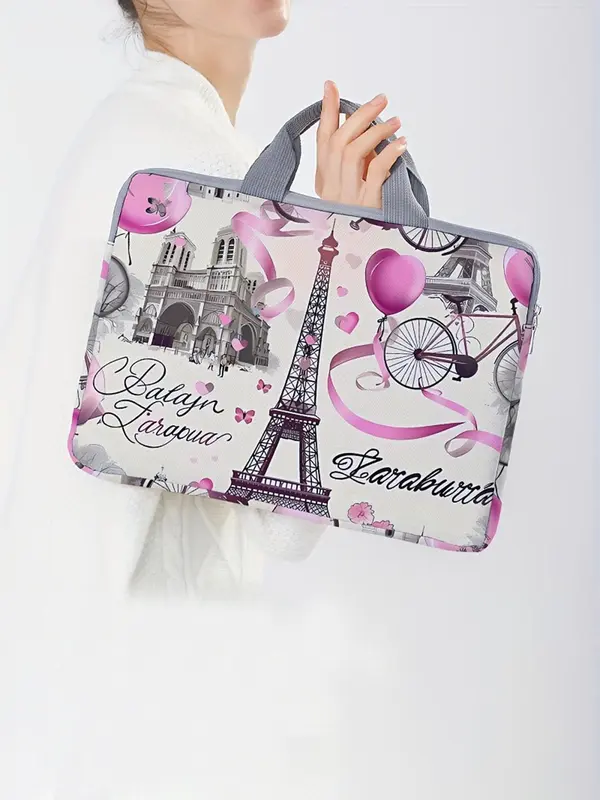 Eiffel Tower Pattern Laptop Bag, Soft Laptop Cover, Laptop Zipper Storage Bag, Tablet Cover, Laptop Accessories for Women & Men 4