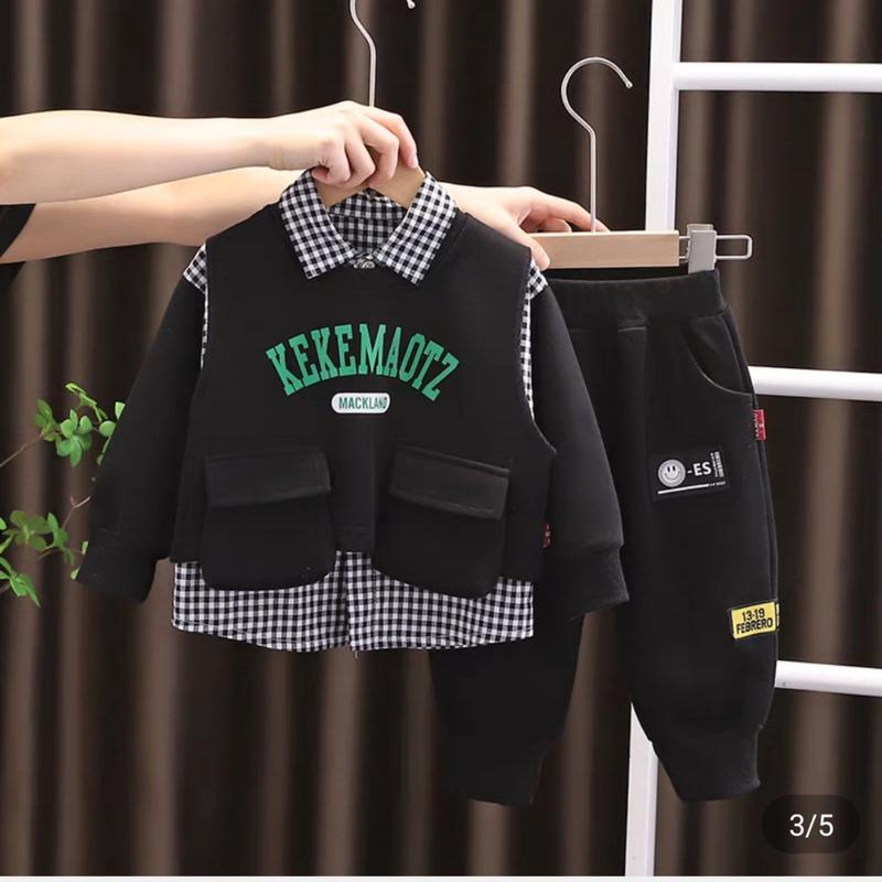  Set bộ quần áo nỉ za cá tàu cổ trụ cho bé 7-17kg 