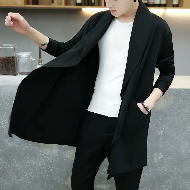 Autumn Trench Coat Men's Mid-Length Sun Protection Men's Thin Coat Spring and Autumn Handsome Cloak Korean Style Student Coat Trendy 0