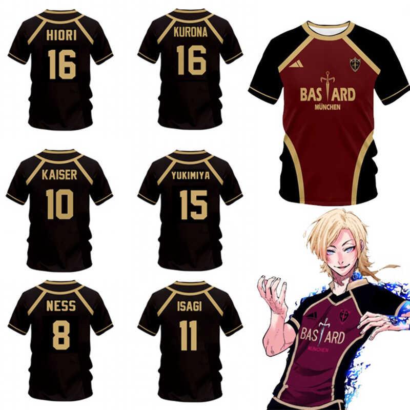 Áo Thun Nam Ngắn Tay, Áo Bóng Đá Bóng Chuyền Futsal, Thiết Kế Anime Lock Xanh, Phong Cách Bastard Munchen, Quần Áo Thể Thao 0