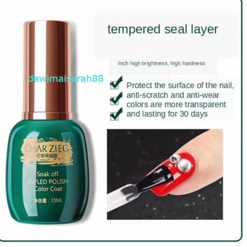 Charzieg Top Coat Base Coat Primer UV LED Kutek Cat Kuku Nail Art 15ml 5