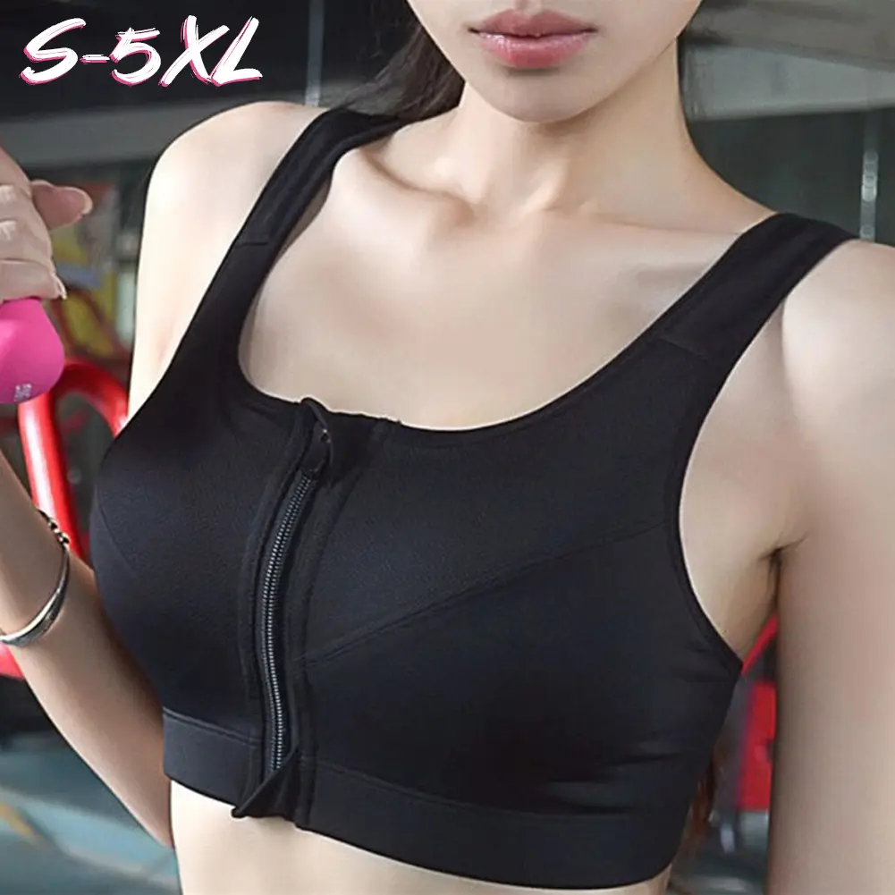 Áo Ngực Thể Thao, Dây Đeo Có Thể Điều Chỉnh, Dành Cho Nữ, Có Khóa Kéo Phía Trước, Đồ Lót Gợi Cảm, Thích Hợp Chạy Bộ, Tập Gym Và Thể Dục, Áo Ngực Chống Sốc, Thoáng Khí, Không Có Mút Đệm, Áo Ngực, # 462171
