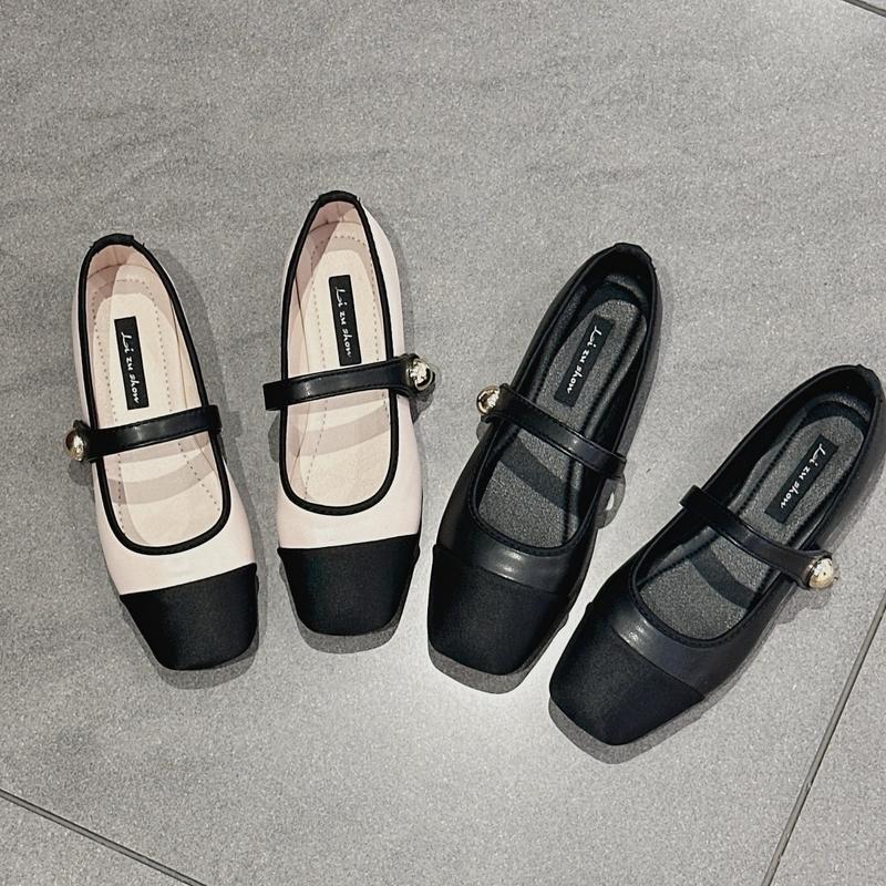 ( Chân Gầy Lùi 1 size Chân Bè thô đi Đúng size ) Giày Búp Bê Mũi Tròn Đế Bệt Đính Khuy Da Mềm Đế Dẻo Êm Chân ( D67 )