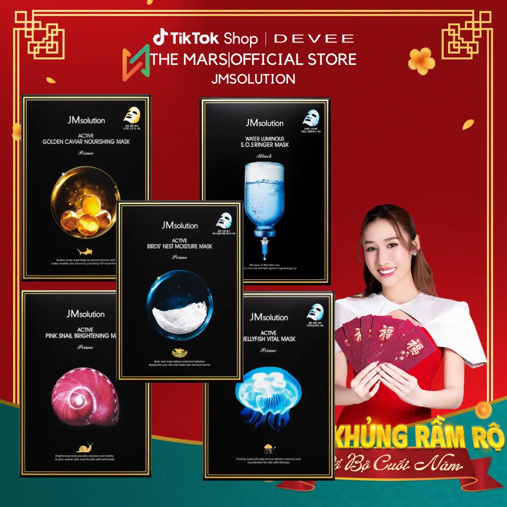 [NGUYỄN HUỲNH NHƯ x JMsolution] Combo 10 miếng MIX 5 loại mặt nạ hỗ trợ Dưỡng Ẩm Và Làm Dịu Da, Cấp Ẩm Và Hỗ Trợ Dưỡng Sáng Da, hỗ Trợ Phục Hồi Tái Tạo Da, Chăm sóc da, làm đẹp Skincare Women Cosmetics Nữ Mask Pearl trắng