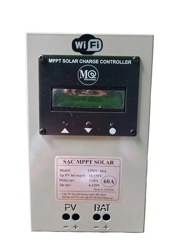 Sạc MPPT năng lượng mặt trời 60A có wifi hệ 12-24V bảo hành 12 tháng.