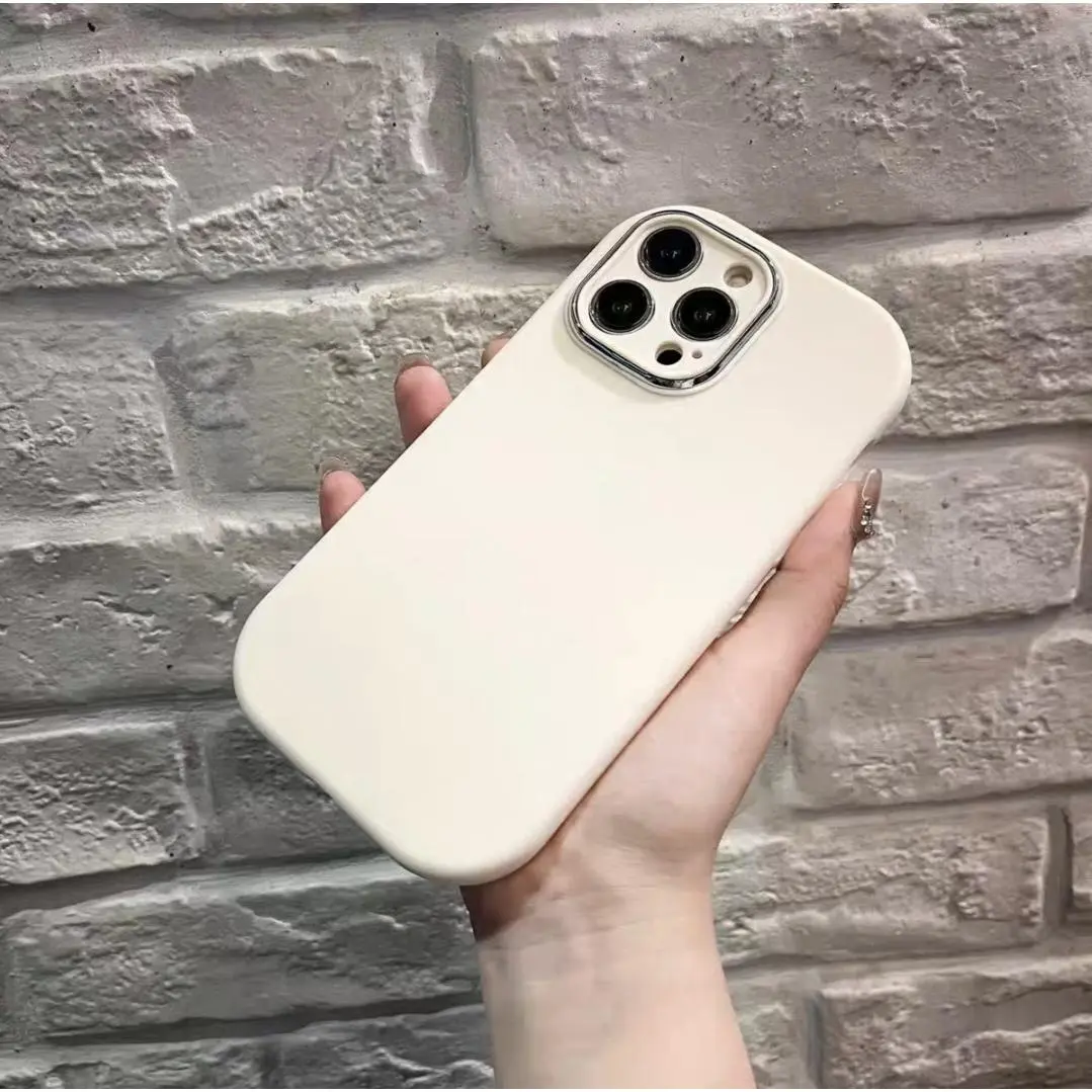 Simple solid color suitable for iPhone16promax white phone case minimalist 15pro new 14plus niche 13 women's model 12 anti-fall 11