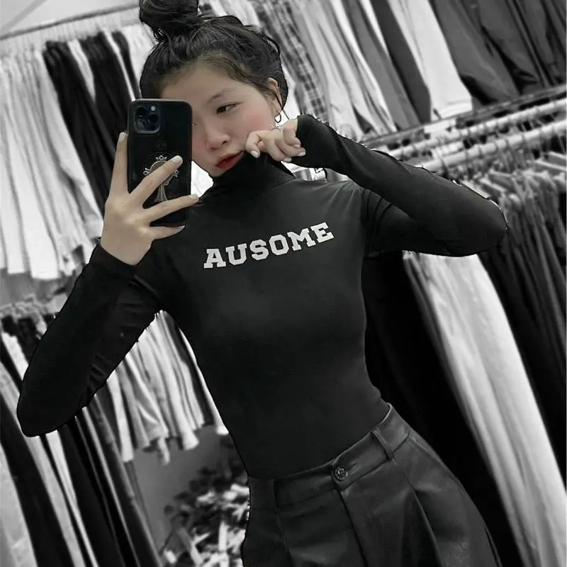 Áo dữ nhiệt AUSOME Dài tay  Thun tăm cổ lọ Ôm gọn Nữ Women Top Umi Xám Sport 5