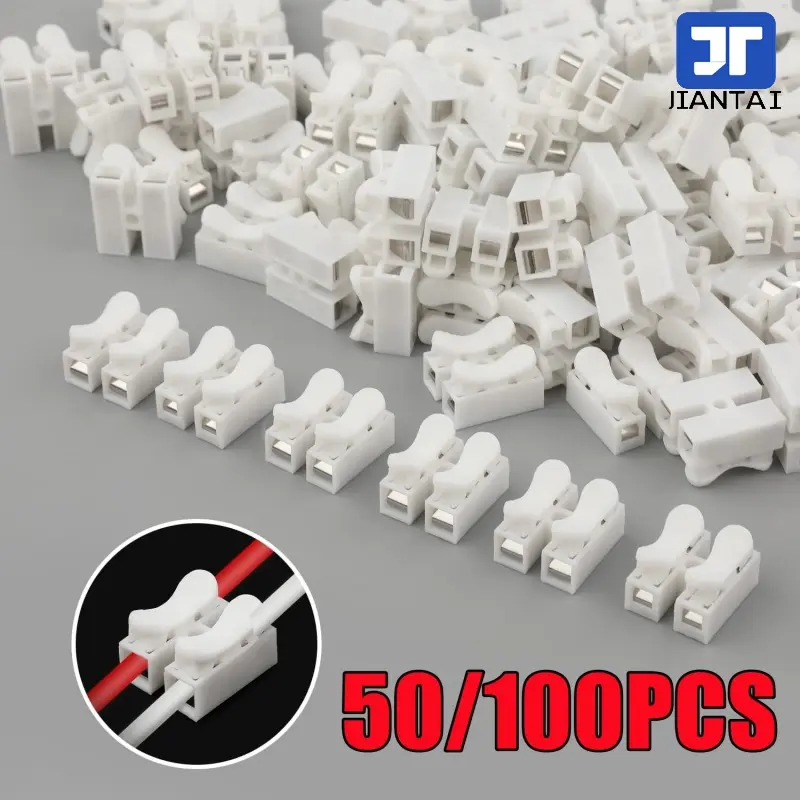 #JIANTAI 50/100PCS New Electrical 2 Pins Cable Connectors CH2 Quick Splice Lock Wire Terminals For Led Strip