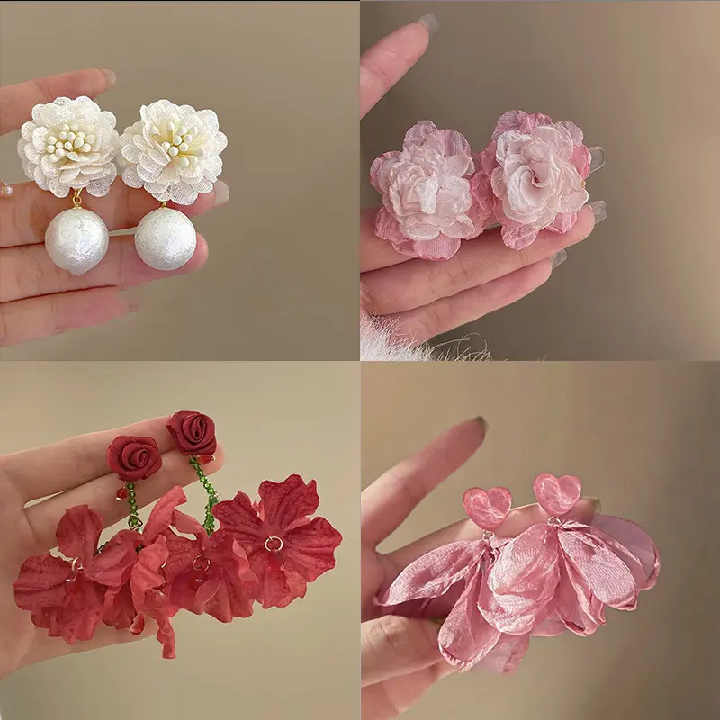 Flower Earrings, Temperament Earrings, High-Grade Non-Piercing Ear Clip