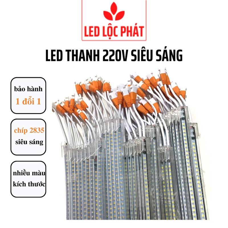 Đèn Led Thanh 220v Siêu Sáng 1m 50cm 30cm, đèn Led Thanh 220v Màu Trắng Vàng Hồng đỏ Xanh trang trí hồ cá tủ kệ trưng bày tủ bếp