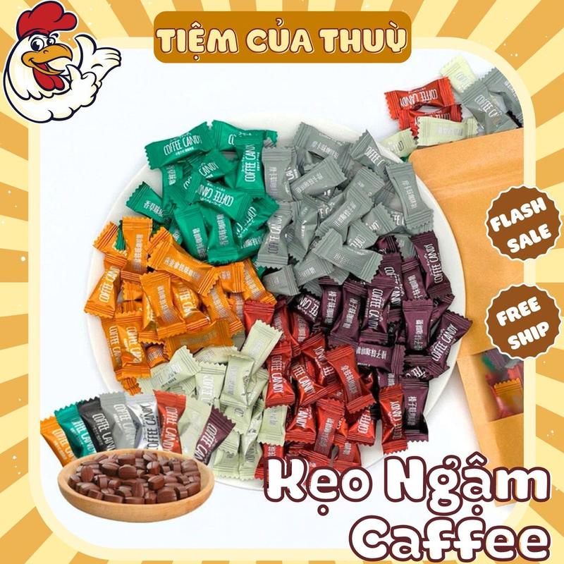  500G ~500 Cái  Kẹo Cafe Coffee Candy Mix Vị Kẹo Cà Phê Đen Nguyên Chất Không Đường 