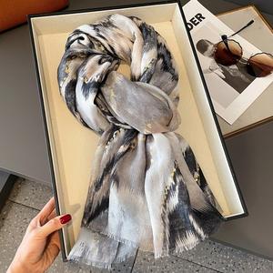 【Stock MY】Golden Mountain Printed Shawl Muslim Tudung Fashion Long Scarf For Women