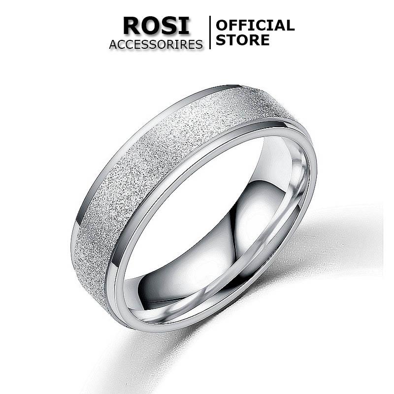 Nhẫn titan nam mặt nhám 6mm cá tính, nhẫn nam nữ không gỉ phụ kiện thời trang đẹp