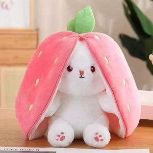 Peluche de Conejo de Fruta, Diseño Adorable de Zanahoria y Fresa, Regalo Perfecto para Cumpleaños y Navidad
