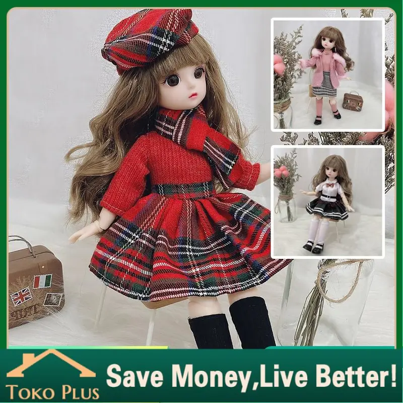 Boneka BJD 30cm Mainan Anak Perempuan dengan Dress Cantik dan Rambut Panjang Bisa Dimainkan dan Dikoleksi Cocok untuk Hadiah Ulang Tahun 0