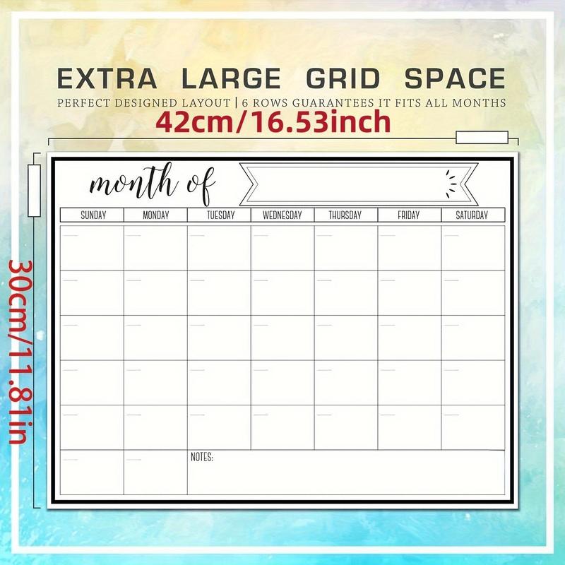 Magnetic Monthly Calendar, 1 Count Refrigerator Planner  Dry Erase Board, Planning Board for Kitchen Office School Refrigerator 2