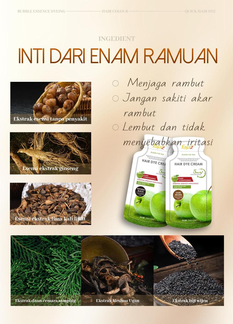 Product Introduction of 【FAJAZZ+Masker rambut gratis】150ML/5PCS  Pengoperasian sederhana, penyimpanan mudah, pewarna rambut beraroma, pewarna rambut jenis gelembung. 11
