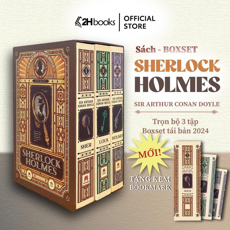 Sách Boxset Sherlock Holmes Trọn Bộ 3 Tập - Tái Bản 2024 - Sách trinh thám 2H Books, tiểu thuyết trinh thám kinh điển