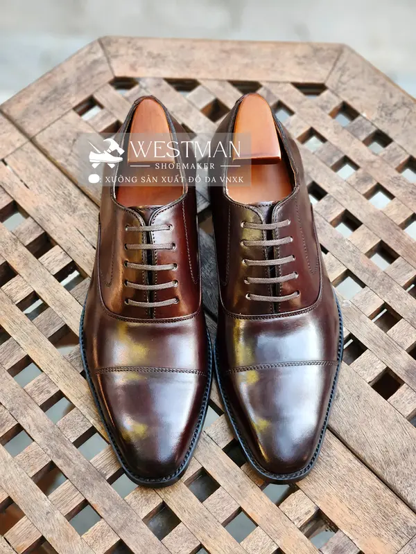 Giày Da Nam Oxford Captoe Westman W0001CS - Màu Nâu Đậm Patina Handmade 2