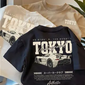 [Flash Deal BXP] (Dikirim dalam 24 jam) (COD) Kaos Lengan Pendek Longgar Musim Panas untuk Anak Laki-Laki, Pola Mobil Tren Fashion TOKYO, Ringkas, Cocok untuk Tinggi 90-150 cm dan Usia 3-14 Tahun