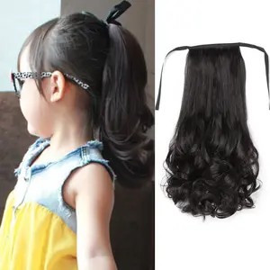 GF Wig Ponytail Anak Rambut Palsu Extension Hair Clip Ponytail Model Pendek Keriting  35cm Ponytail Curly Tali kuncir kuda keriting berbentuk buah pir dengan pita, rambut tiruan yang modis dan alami, kuncir kuda palsu yang ringan.