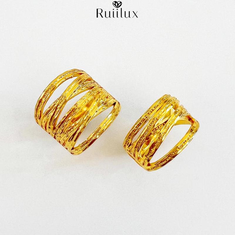 Product Introduction of Gold plated titanium ring, Nabila ring, cross circumference line design, not fade, height 2cm/1.5cm, with adjustable size 3