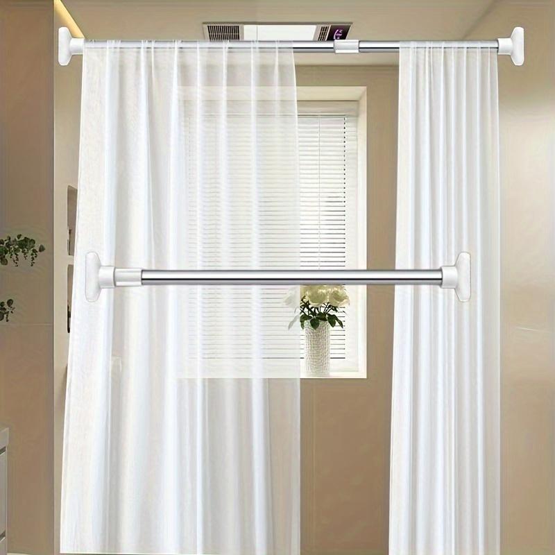 Telescopic Metal Closet Rod, 1 Count Durable Punch-free Curtains Rack, Multi-purpose Hanging Rack for Living Room, Laundry, Balcony, Bathroom Storage Organizer, Hangable 5